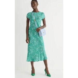 J. Crew Short-sleeve Gwyneth cupro-blend slip Dress marigold blooms Midi Size 20